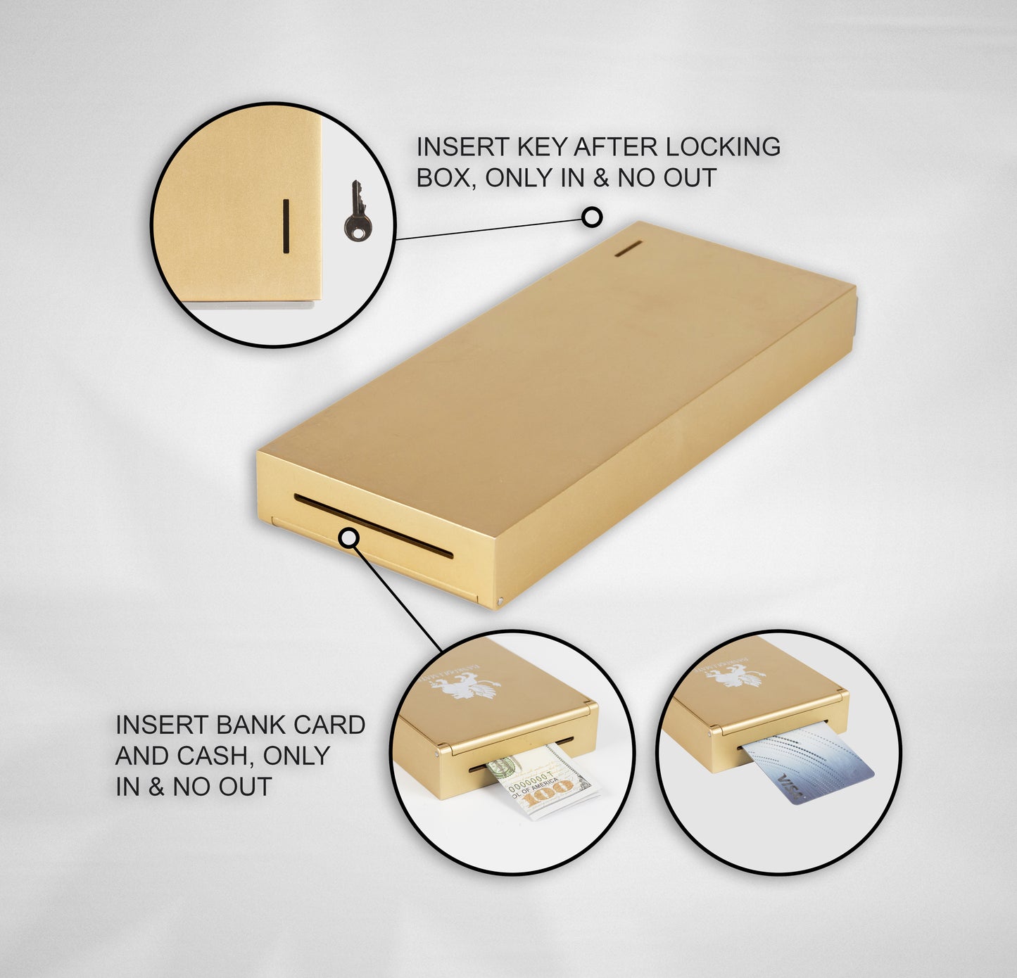 BANKROLLMATE Long-wallet-sized Metal Money Box