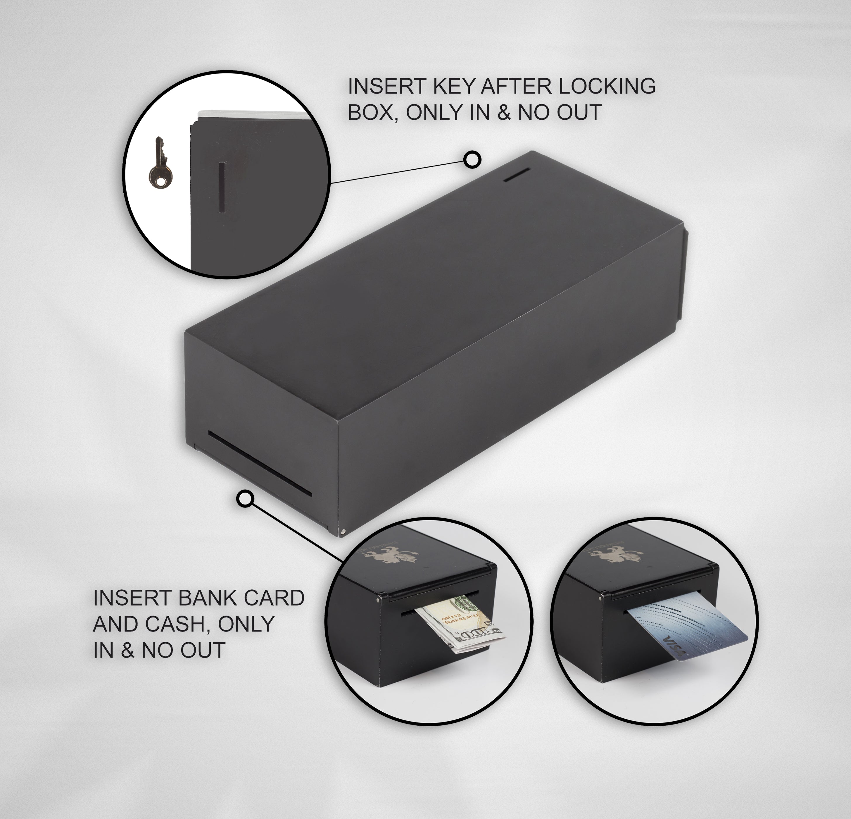 BANKROLLMATE Thick Long-wallet-sized Metal Money Box