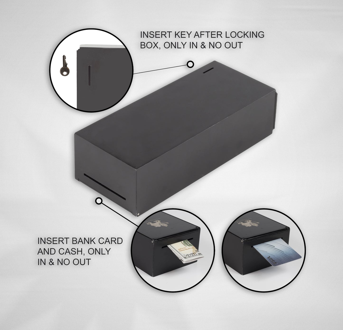 BANKROLLMATE Thick Long-wallet-sized Metal Money Box